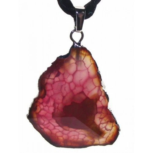 Colourful Agate Crystal Sliced Electroplated Pendant Design 06